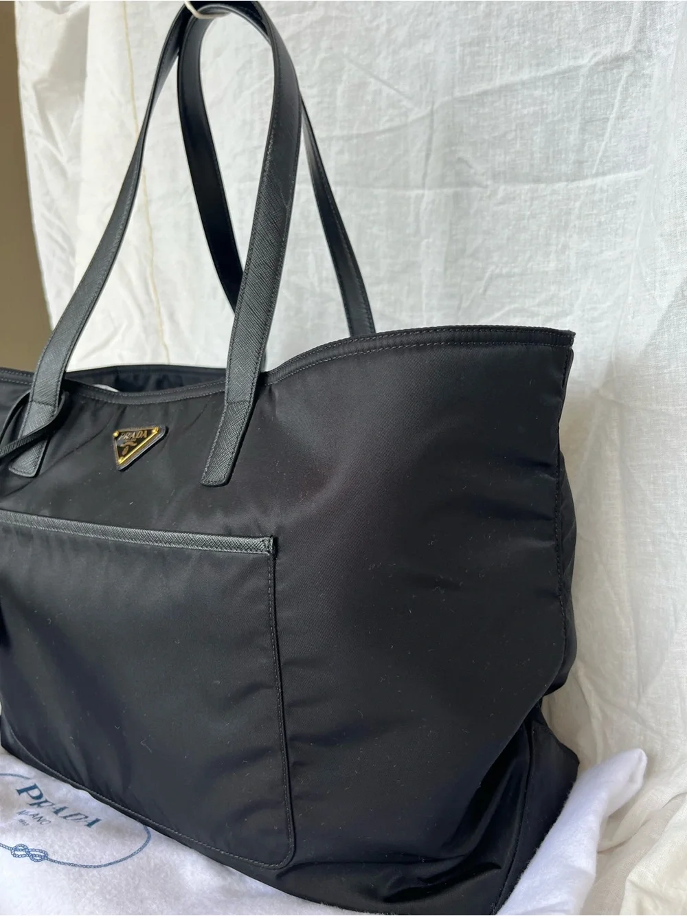 Prada Black 1978 Re-Edition Nylon Shopping Tote Bag - Prada
